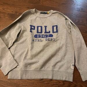 Polo Ralph Lauren Sweatshirt Gray Size M Fits Small Athletic Dept 1967